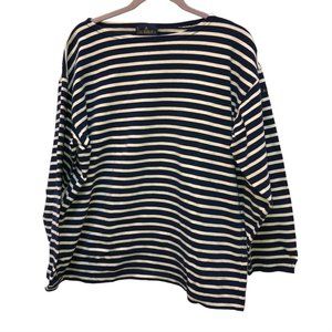 le Minor Wht Blue French Breton Nautical Striped FRANCE cotton Boating Shirt 3L